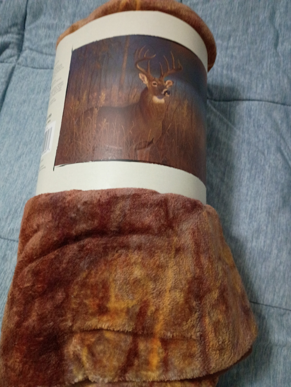 Rust Brown Deer Print Plush Throw Blanket -
